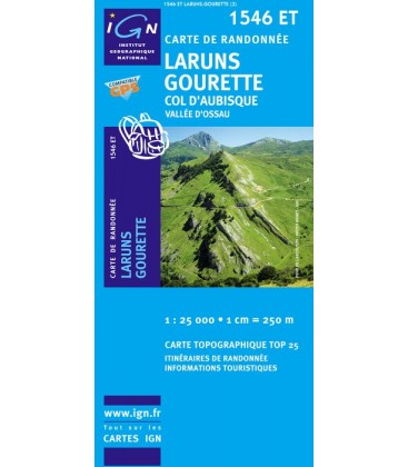 Carte IGN Laruns Gourette Col Daubisque Vallee d'Ossau - IGN 1546ET
