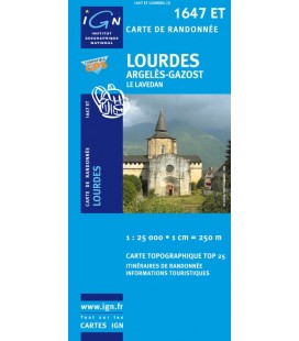 Carte IGN Lourdes Argeles-Gazost Le Lavedan - IGN 1647ET