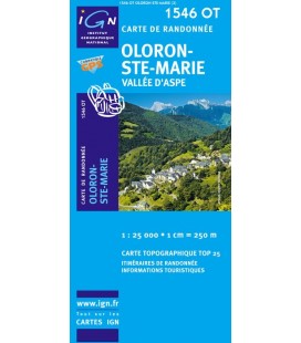 Carte IGN Oloron-Sainte-Marie Vallee d'Aspe - IGN 1546OT