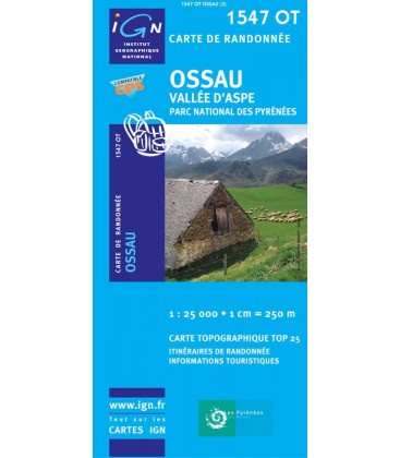 Carte IGN Ossau Vallee d'Aspe Col de Sompor Col du Pourtalet Pn des Pyrenees - IGN 1547OT