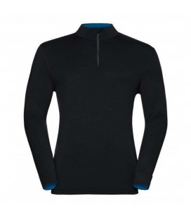 ODLO NATURAL 100 MERINO WARM T-SHIRT HOMME BLACK/MYKONOS BLUE (M)