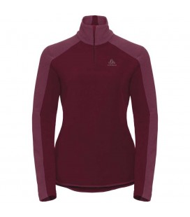 ODLO PULL 1/2 ZIP ROYALE RUMBA RED/MESA ROSE-STRIPES (W)