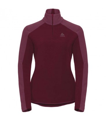 ODLO PULL 1/2 ZIP ROYALE RUMBA RED/MESA ROSE-STRIPES (W)