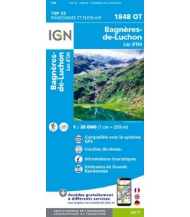 CARTE IGN Bagneres-de-Luchon/Lac d'Oo-IGN 1848OT